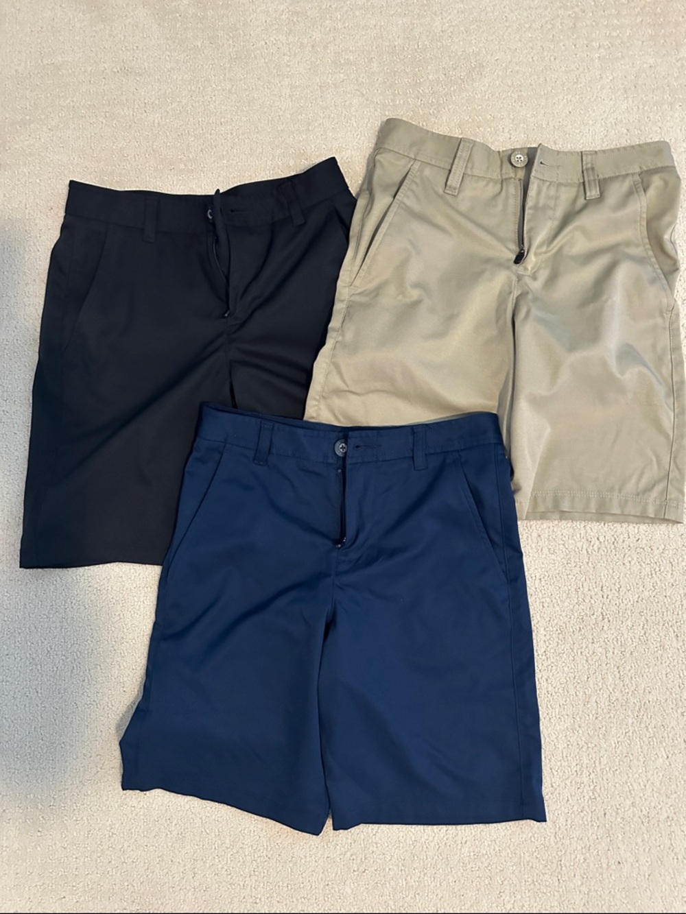 Lot of 3 Under Armour Men's Athletic Shorts - Navy, Black & Tan